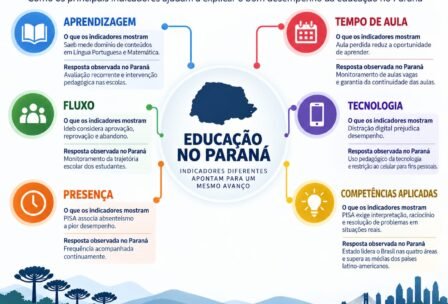 Infográfico sobre a Educação no Paraná.